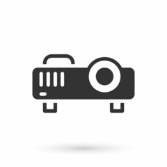 Grey Presentation, movie, film, media projector icon isolated on white background. Vector