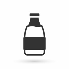 Grey Closed glass bottle with milk icon isolated on white background. Vector