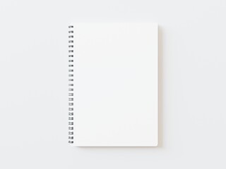Notepad mock up isolated on white. Blank pages, copybook with metal spiral template for adding your content. Realistic closed notebook 3D illustration.