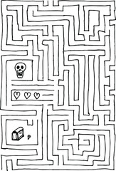 Abstract maze  labyrinth with entry and exit. Vector labyrinth. Manual labyrinth drawing. The game is a maze for fun.