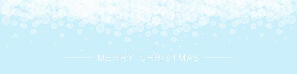 Sky and snow, Merry Christmas. Festive banner in blue tones. 