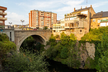 Ponferrada, Spain. The Puente Cubelos, a 19th Century bridge situated in the original Pons Ferrata location that gives the city its name
