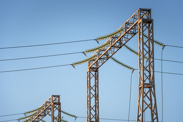 Electrical pylon and high voltage power lines.