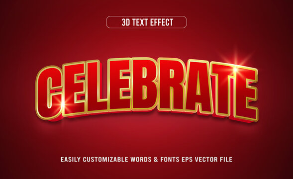 Celebrate red golden 3d editable text style effect