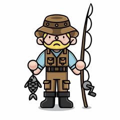 cute fisherman vector