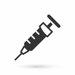 Grey Syringe icon isolated on white background. Syringe for vaccine, vaccination, injection, flu shot. Medical equipment. Vector