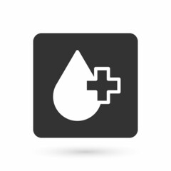 Grey Blood test and virus molecule coronavirus icon isolated on white background. Coronavirus, COVID-19. 2019-nCoV. Vector