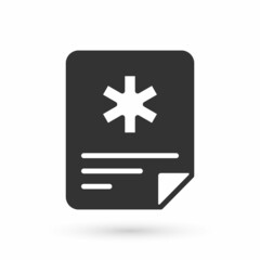 Grey Medical clipboard with clinical record icon isolated on white background. Prescription, medical check marks report. Vector