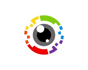 Abstract pixels camera with lens camera inside