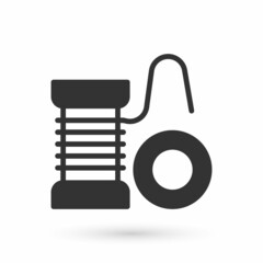 Grey Spinning reel for fishing icon isolated on white background. Fishing coil. Fishing tackle. Vector