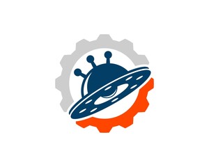 Mechanical gear with flying UFO inside