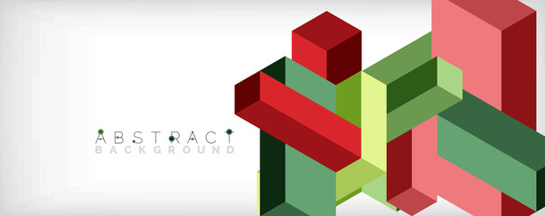 Abstract background. 3d cubes, cubic elements and blocks. Techno or business concept for wallpaper, banner, background, landing page