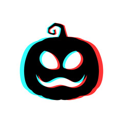 Halloween scary pumpkin with 3d effect and blue and red colors