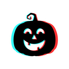Halloween scary pumpkin with 3d effect and blue and red colors