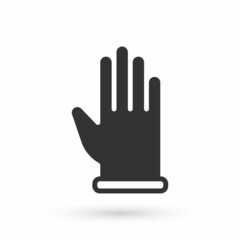 Obraz premium Grey Rubber gloves icon isolated on white background. Latex hand protection sign. Housework cleaning equipment symbol. Vector