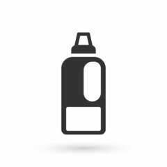 Grey Plastic bottle for laundry detergent, bleach, dishwashing liquid or another cleaning agent icon isolated on white background. Vector