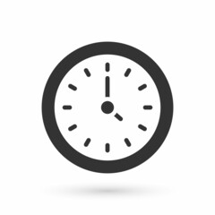 Grey Clock icon isolated on white background. Time symbol. Vector
