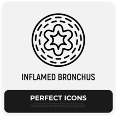 Inflamed bronchus thin line icon. Symptom of asthma. Modern vector illustration.
