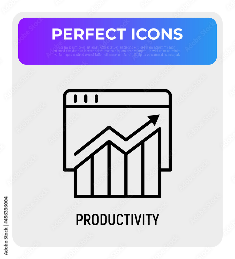 Poster browser productivity thin line icon. traffic progress. modern vector illustration.