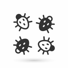 Grey Colorado beetle icon isolated on white background. Vector