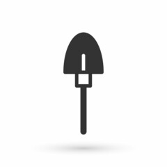 Grey Shovel icon isolated on white background. Gardening tool. Tool for horticulture, agriculture, farming. Vector