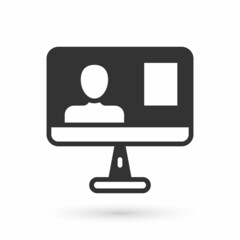 Grey Online class icon isolated on white background. Online education concept. Vector