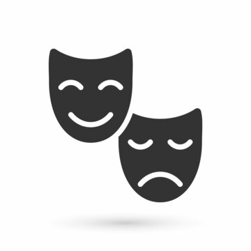Grey Comedy and tragedy theatrical masks icon isolated on white background. Vector