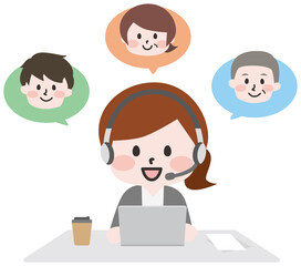 二頭身_通話をするスーツの女性