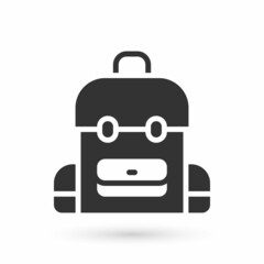 Grey School backpack icon isolated on white background. Vector