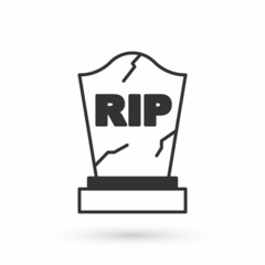 Grey Tombstone with RIP written on it icon isolated on white background. Grave icon. Happy Halloween party. Vector