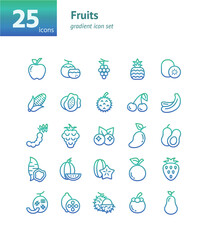 Fruits gradient icon set. Vector and Illustration.