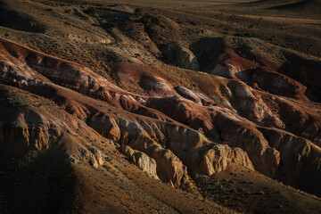 The unique landscape of the Martian Mountains in summer in Altai