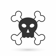 Fototapeta premium Grey Skull on crossbones icon isolated on white background. Happy Halloween party. Vector