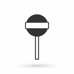 Grey Lollipop icon isolated on white background. Food, delicious symbol. Happy Halloween party. Vector