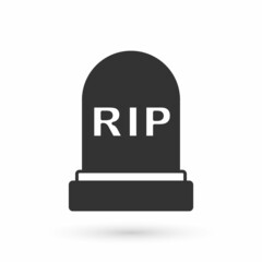 Grey Tombstone with RIP written on it icon isolated on white background. Grave icon. Happy Halloween party. Vector