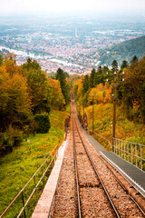 Obraz premium Aerial view and funicular track