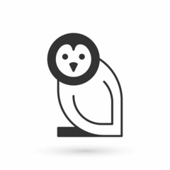 Grey Owl bird icon isolated on white background. Animal symbol. Vector