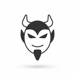 Grey Devil head icon isolated on white background. Happy Halloween party. Vector