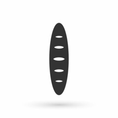 Grey French baguette bread icon isolated on white background. Vector