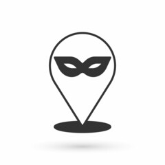 Fototapeta na wymiar Grey Carnival mask icon isolated on white background. Masquerade party mask. Vector