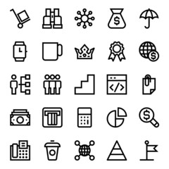 Outline icons for business management & growth.