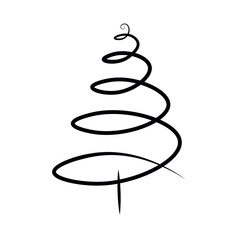 Vector illustration. The symbol of the Xmas tree. Template for printing New Year and Christmas cards, ornaments, gift packaging. Minimalistic drawing of a spruce tree.