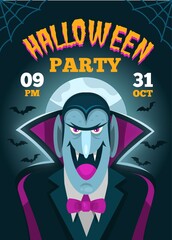 halloween party poster flat design vector illustration