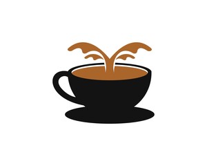Black cup with water coffee and splash inside