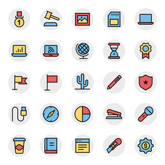 Filled outline icons for business, office & internet.