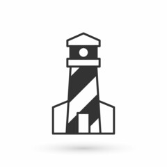 Grey Lighthouse icon isolated on white background. Vector