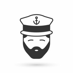 Grey Captain of ship icon isolated on white background. Travel tourism nautical transport. Voyage passenger ship, cruise liner. Vector