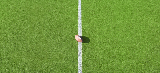 American Football ball on field with yard lines .