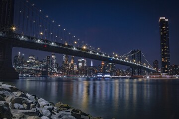 city bridge at night