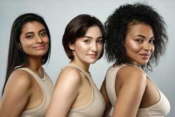 Multi-ethnic beauty and friendship. Group of beautiful different ethnicity women